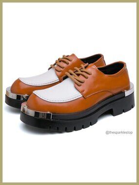 Patent Leather Men's Platform Derby Oxfords Lug Sole Heighten Business Dress